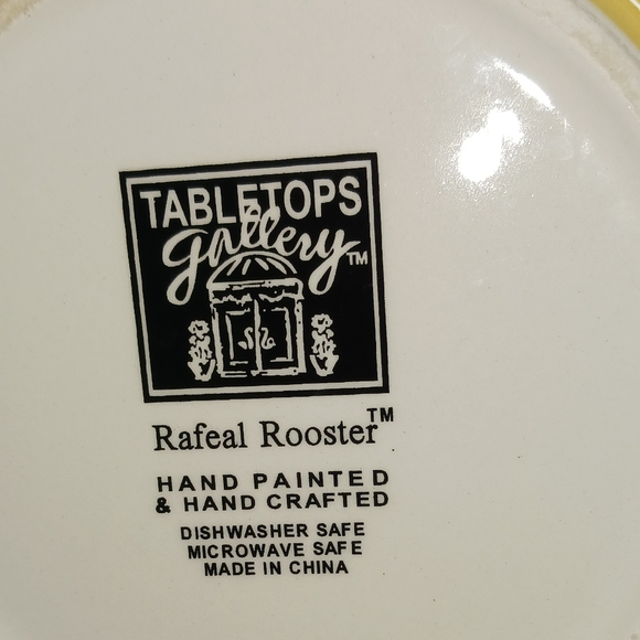 6 Tabletops Gallery Rafeal Rooster Pattern Hand Painted Salad Plates - Picture 3 of 4